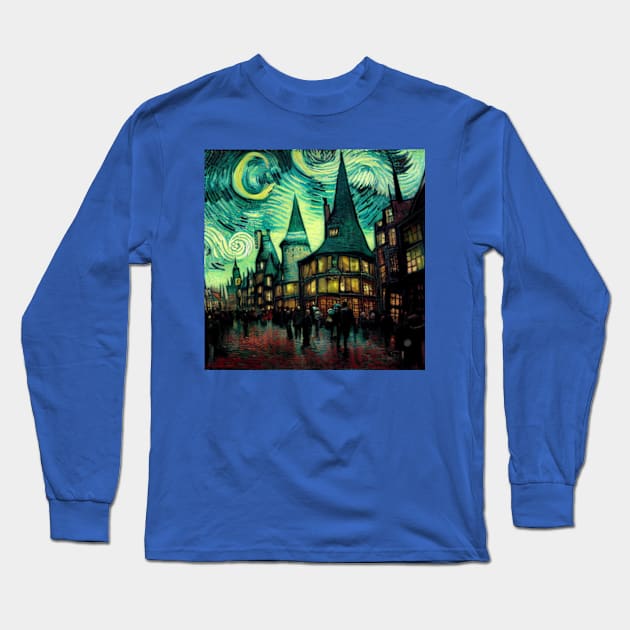 Starry Night in Diagon Alley Long Sleeve T-Shirt by Grassroots Green